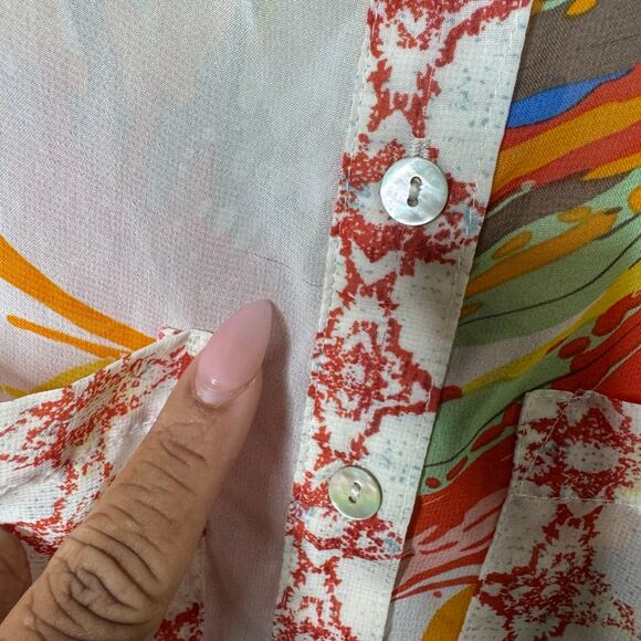 Fig and Flower 1X Sheer Tunic Blouse Multicolor Floral Boho Festival Peasant Top - Picture 5 of 8